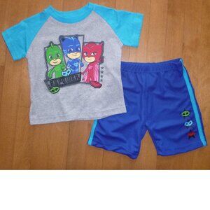 Boys Girls PJ MASKS 2 Piece Summer Set- T-shirt Shorts Size 2T NWT "PJ POWER"
